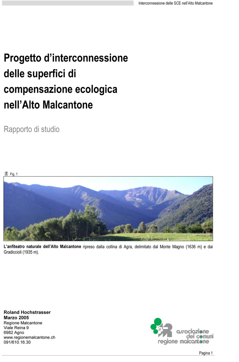 Progetto d'interconnessione delle superfici di compensazione ecologica nell'Alto Malcantone