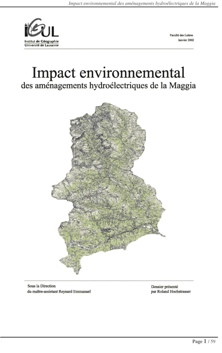 Impact environnemental des aménagements hydroélectriques de la Maggia