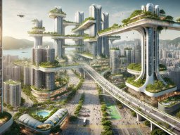 Futuristic aerial view of Hong Kong in 2125 (DALL-E) 2