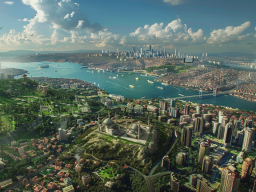 Futuristic aerial view of Istanbul in 2125 (Midjourney) 1